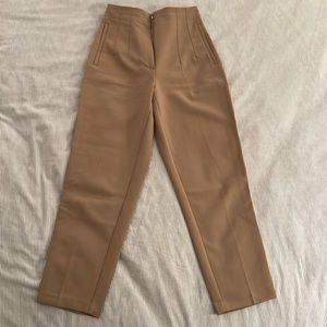 Zara High Wasted Taupe Brown Pants Size M